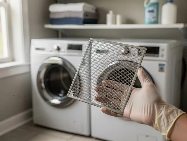 Azusa Dryer Vent Cleaning specialist performing detailed lint trap cleaning service in Azusa