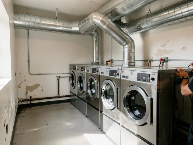 Azusa Dryer Vent Cleaning team performing large-scale commercial dryer vent cleaning in Azusa
