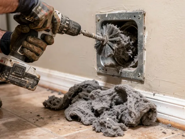 Certified Azusa Dryer Vent Cleaning technician performing dryer vent cleaning in Azusa