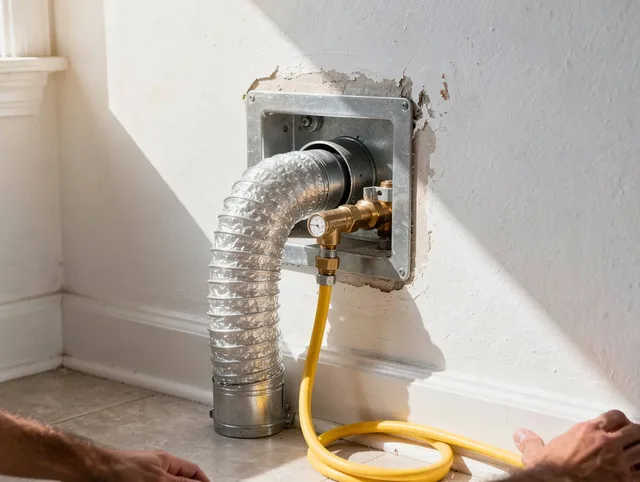 Azusa Dryer Vent Cleaning certified technician performing specialized gas dryer vent cleaning in Azusa